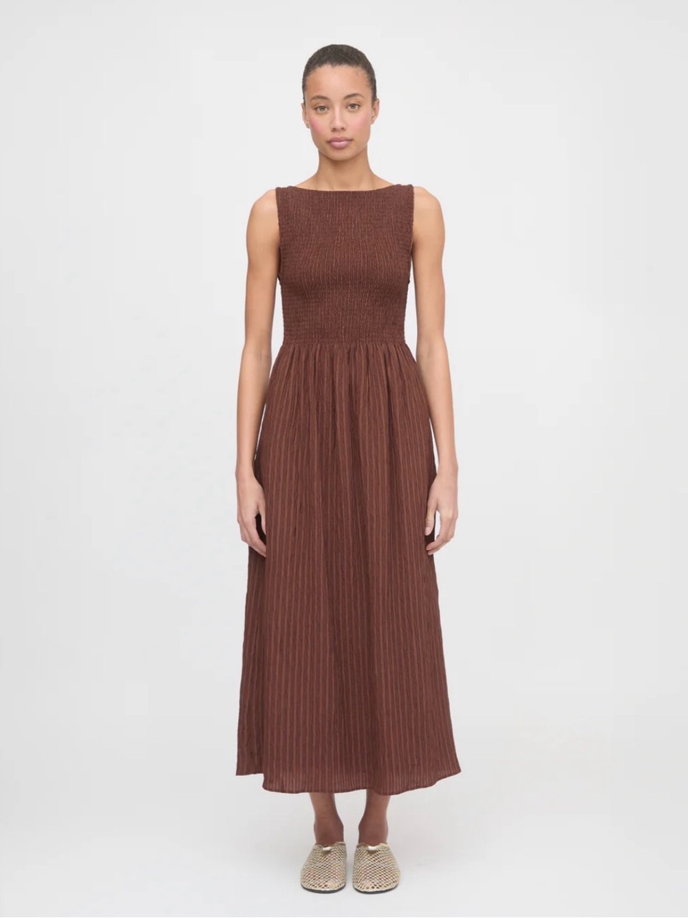 Hill House Brown Smocked Maxi Dress